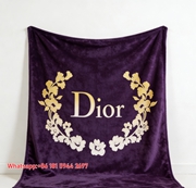 Dior Purple Gold Wreath Flannel Sofa Throw Blanket D049